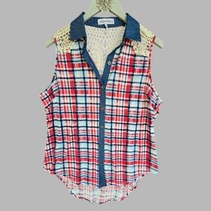 Kontrol Plaid Tank‎ Top Size 1XL - NEW!